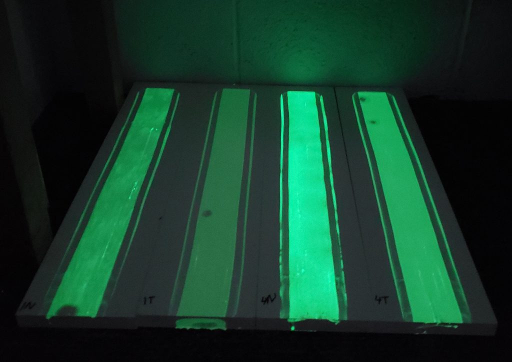 Photo of glow in the dark paint in laboratory