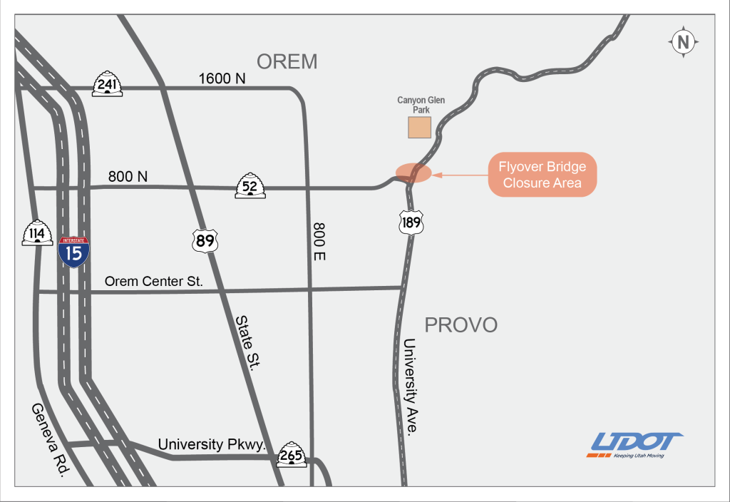 Map with highlighted area in mouth of Provo Canyon